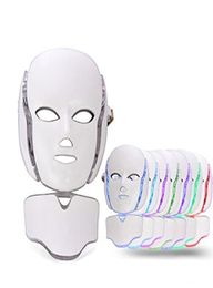 PDT 7 Colour LED light Therapy face Beauty Machine LED Facial Neck Mask With Microcurrent for skin whitening device4846046
