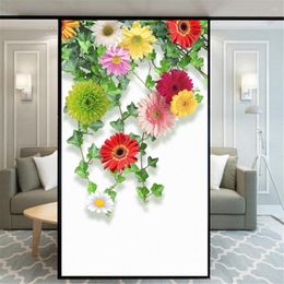 Window Stickers Privacy Film Static Cling No Glue Decorative Sunflower Treatments Coverings Glass Sticker For Home