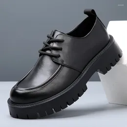 Casual Shoes Men Business Wedding Formal Dress Lace-up Derby Shoe Black Platform Sneakers Gentleman Original Leather Footwear