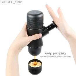 Coffee Makers Portable small manual pressure coffee machine handheld pressure coffee espresso machine office/home office travel outdoor travel Y240403