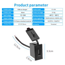 12V/24V Single USB Car Charger 5V 2.4A Power Adapter Waterproof Socket Adapter Switch Cigarette Lighter For Motorcycle RV Boat