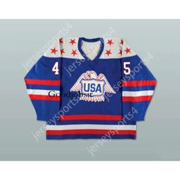 Gdsir Custom USA EAGLE DONALD TRUMP 45 BLUE HOCKEY JERSEY NEW Top Ed S-M-L-XL-XXL-3XL-4XL-5XL-6XL