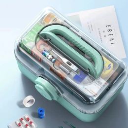 Large Capacity Family Medicine Organiser Box Portable Medicine Storage First Aid Kit Boxes Organisers Plastic Organising Home