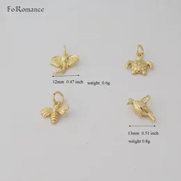 Pendant Necklaces Foromance FOUR ANIMALS YELLOW GOLD PLATED 18" WATER WAVE NECKLACE & ELEPHANT TORTOISE HONEY BEE BIRD SMALL CUTE