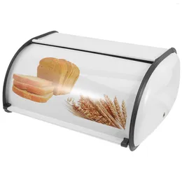 Plates Printed Bread Box Kitchen Bin Holder For Counter Containers Stainless Steel Metal Storage Countertop