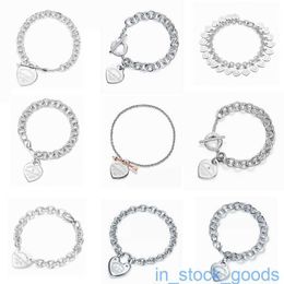 Original 1to1 Brand Logo High End Womens Bracelets Classic Tiffancy High Quality 925 Sterling Silver Heart Brand Diamond Arrowhead Love Chain Bracelet