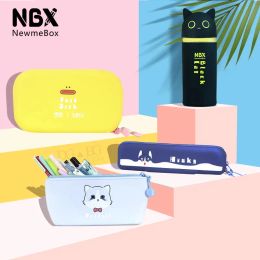 Bags NBX Silicone Pencil Case Stand Up Pen Holder Make Up Bag Stationery Organizer With Zipper School Supplies Kid Student Waterproof