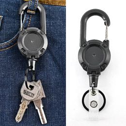 Anti-theft Metal Easy-to-pull Buckle Rope Elastic Keychain Retractable Key Ring Anti Lost Ski Pass ID Card