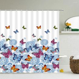 Shower Curtains 3D Printed Fabric Beautiful Butterfly Bath Screens Waterproof Bathroom Decor With 12 Hooks Curtain