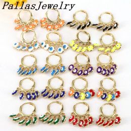 Earrings 5Pairs, Fashion luxury multicolor small enamel eye drop earrings,gold plated hoop earrings for women girl gift