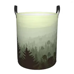 Laundry Bags Waterproof Storage Bag Forest Landscape Wild Coniferous Household Dirty Basket Folding Bucket Clothes Organizer