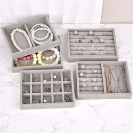 New Portable Velvet Jewelry Ring Jewelry Display Organizer Box Tray Holder Earring Jewelry Storage Case Showcase Wholesale
