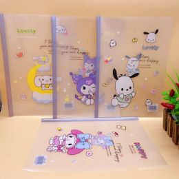 Bag 12/24pcs Creative Cartoon Cinnamoroll Melody Kuromi A4 Transparent Folder Cute Rod Clamp Student Learning Stationery Wholesale