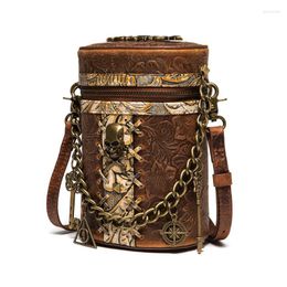 Storage Bags European And American Retro Style Top Layer Cowhide Bucket Bag Niche Chain Women's Shoulder Messenger