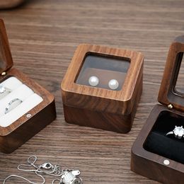Hot Wooden Lover Ring Display Box Jewelry Box Engagement Wedding Couples Ring Storage Holder Marriage Anniversary Love Gift