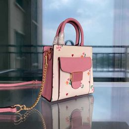 Leather Shoulder Bags Designer Handbag Woman Ladies Totes Handbags Purses Small Tote Fashion Brand Crossbody Pink Floral Heart Print 230207