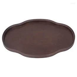 Tea Trays Tray Walnut Colour Multifunctional Textured Bamboo Coffee Table Serveware For Guest Reception 36.8 25.7 2.5cm