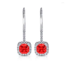 Dangle Earrings Luxury Multi Colour Square Zircon Student Pendant Silver Charm Trend Jewellery Party Wedding Girls Sexy