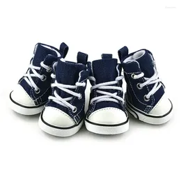 Dog Apparel 4PCS/Set Puppy Pet Dogs Boots Anti-slip Walk Bootie Sport Shoes Denim Causal Sneaker XS-XL