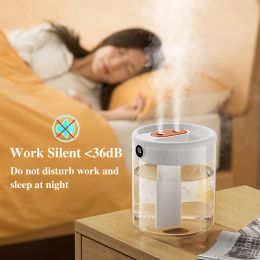 Air Humidifiers With Night Light 2L Double Nozzle Large Capacity LCD Display Ultrasonic Sprayer Humidifier Philtre For Home