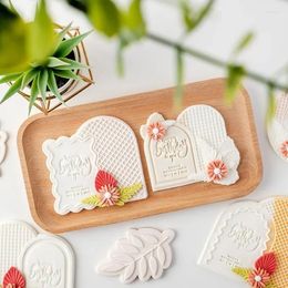 Baking Moulds Double Arch Cookie Cutter Embossers Lace Pattern Leaves Floral Branches Fondant Stamp Mould For Wedding Birthday Tools