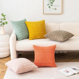 Pillow 2024 1Pcs Square Corduroy Cover Solid Colour Plaid Pillowcase Living Room Sofa Home Decor 16"/18"/20"