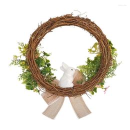 Decorative Flowers Easter Wreath Happy Party Decor Pography Props Colorful S Straw Greeting Rustic Front Do