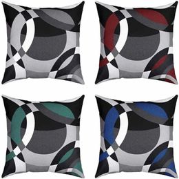 Pillow Decorative Throw Cover Geometric Round Square Sofa Bedroom Living Room Modern Red Grey Pillowcase