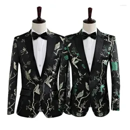 Men's Suits Men Classic Fashion All-Match Elegant Suit Set Exquisite Print Decorative Stage Party Performance Costume Pants