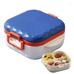 Dinnerware 900ml Portable Lunch Box Durable 3 Grid Containers Picnic Storage For Kids School Office Small