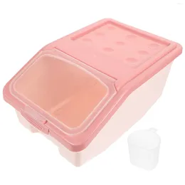 Storage Bottles Transparent Rice Bucket Box Kitchen Miscellaneous Grain Flour Moisture-proof Sealed Cylinder (pink) Large