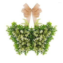 Decorative Flowers Artificial Spring Wreaths Front Door Decor Faux Plant Butterfly Garland Home Weather-Resistant For