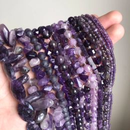 Natural Faceted Amethyst Irregular Quartz Loose Spacer Beads For Charms Jewellery Gem Stone Bracelet Necklace Make DIY Accessory