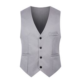 Spring Autumn Men's Vests Slim Fit Mens Wedding Suit Vest Casual Sleeveless Formal Business Male Waistcoat Fashion Events Dress Single Breasted V-Neck Wedding Suits