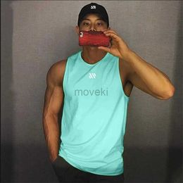 Men's T-Shirts 2022 Mens fitness gyms Tank top men Fitness sleeveless shirt Male mesh breathable Sports vest Undershirt Gyms Running vest men 2443