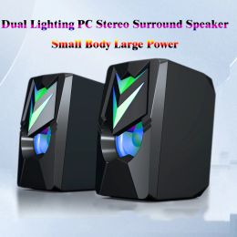 Coomeer Desktop HiFi PC -högtalare 7 Coloful RGB Backlight Stereo Bass 2.0 Channel Wired Subwoofer för Laptop Computer Loundspeaker