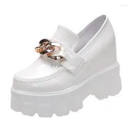 Casual Shoes Autumn Designer Female Penny Leather Ladies Lazy Student Platform Wedges Heels Slip-On Loafers For Women Round Head