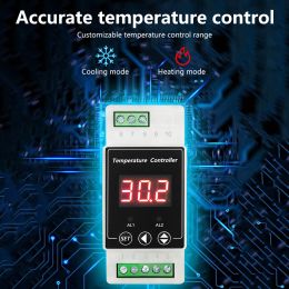 AC100V-240V/DC8V-24V Din Rail Thermostat 2 Way Relay Output Digital Temperature Alarm Controller Cooling Heating Switch