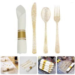 Disposable Flatware Tableware Spoon Fork Napkin Kit Dinnerware Home Set Household Supplies