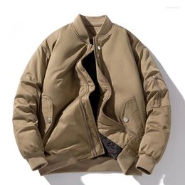 Men's Jackets Mens Jacket Winter Warm Coats Solid Color Hip Hop Baseball Vintage Designer Casual Parkas Outwear Pocket Windbreaker 2024