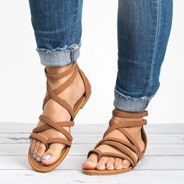 Boots Women Sandals Rome Style Summer Shoes Woman Gladiator Sandals Zip Flip Flop Female Flat Sandals Lady Beach Sandalias Drop Ship