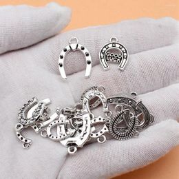 Charms Jewelry For Woman Antique Silver Color Lucky Horseshoes Collection Gift Accessories Women 18pcs