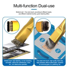 SUNSHINE SS-022D Double-head Cleaning Brush for Mobile Phone Repair Dual-purpose Motherboard IC Pad Glue Removal Brushing Tool