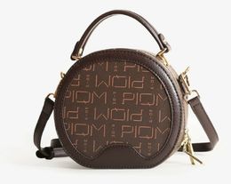 LEATHER Round bag single shoulder crossbody purse double zipper small bag round womens bags 13cm and 20cm circular totes