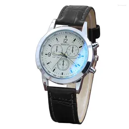 Wristwatches 2024 Men Women Leather Strap Digital Watch Luxury Six Pin Men's Blue Glass Belt Business Casual Relogio Feminino