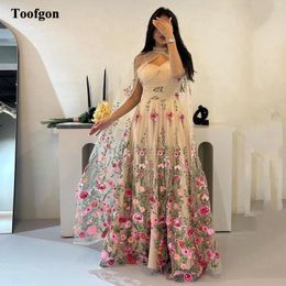 Party Dresses Toofgon A Line Floral Embroidery Formal With Wrap Sweetheart Women Evening Prom Dress 2024 Special Pageant Gowns