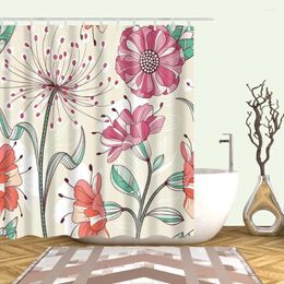 Shower Curtains Floral Plants Spring Flowers Branches And Leaves Design Bath Curtain Simple Nordic Home Bathroom Decor Screen