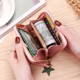 Women Cute Small Zipper Wallet PU Leather Coin Purse Student Bus Card Keys Coin Holder Change Bag Kids Pocket Gift 8 Colours