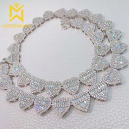 Heart Moissanite Necklaces S Sier Cuban Link Chain Choker Real Diamonds for Women Men Pass Tester with GRA Free Ship