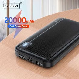 Cell Phone Power Banks QOOVI 20000mAh Power Bank External Large Battery Capacity Portable Charger PowerBank Fast Charging For iPhone 15 Samsung 2443